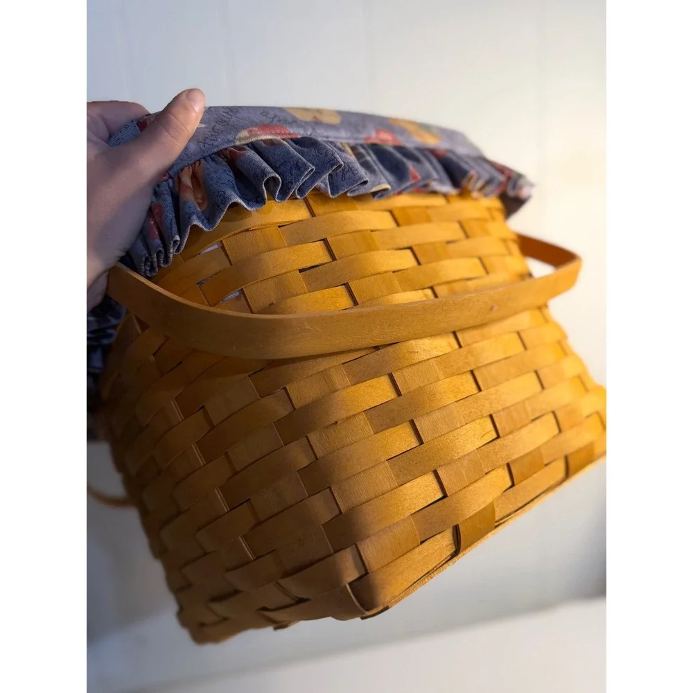 VTG Longaberger Grandma Bonnie's Two Pie Basket Blue Fruit Liner 1998 Woven Wood